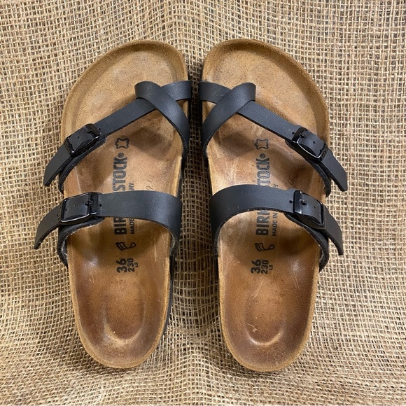🛑SOLD🛑  Birkenstock Sandals Flats Mayari Slip On Leather Buckle Black Birks  5 - Picture 11 of 12